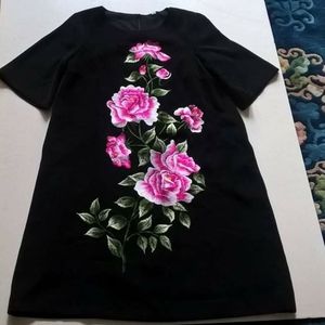 Hand silk embroidered dress